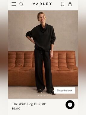 Varley Wide Leg 30in Pant Black